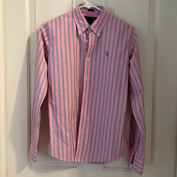 Ralph Lauren Tops - Ralph Lauren striped button down top.  Size 6, slim fit